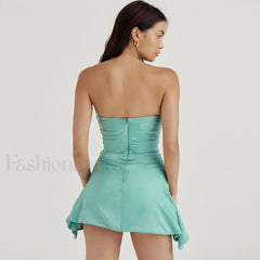 Strapless Corset Party Mini Dress - Aquamarine