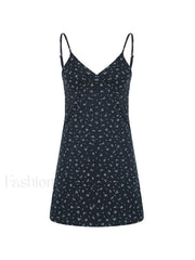 V Neck Ditsy Floral Mini Dress