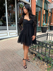 Veronica Fit to Flare Black Mini Dress